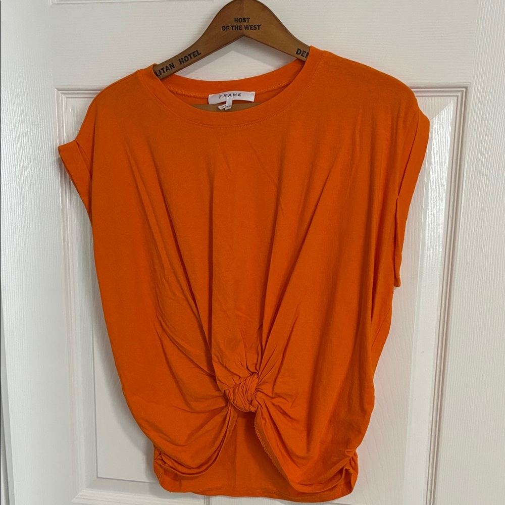 Frame Denim Orange Short Sleeve Top